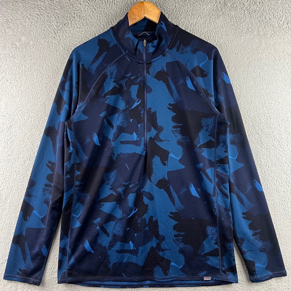 Patagonia Capilene Midweight Zip-Neck Baselayer Blue Camo Mens Large